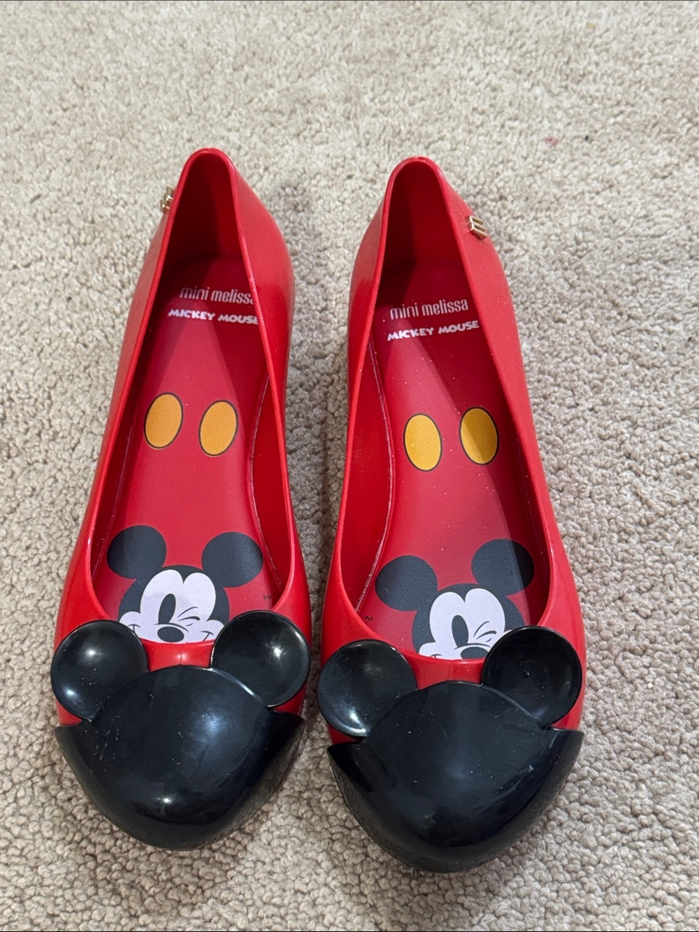 Melissa x Disney Mickey Mouse Kids Flats Red Black – Size 3